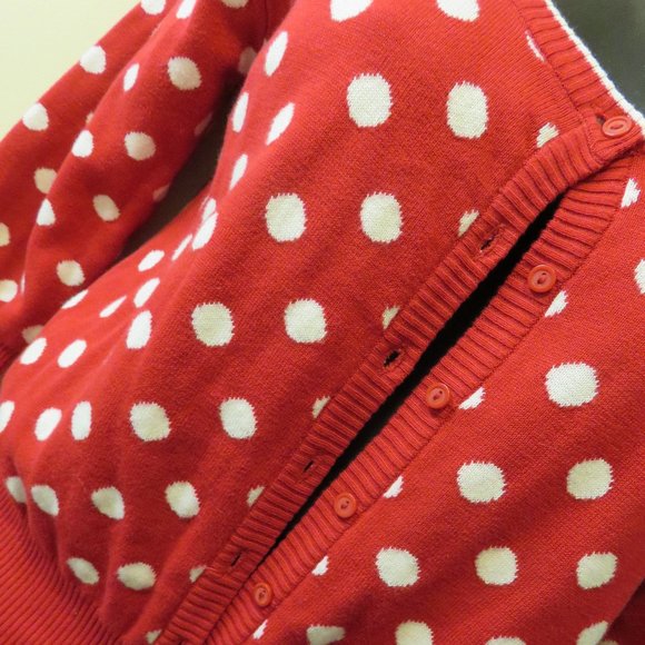 SUNNY LEIGH CARDIGAN*MEDIUM*RED AND WHITE*cotton - Picture 4 of 7